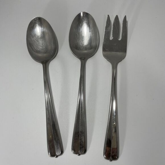 Oneida Other - Lot Of 3 Oneida Stainless Gala Impulse Solid Serving Spoon Meat Fork Glossy Vtg
